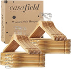 Casafield - 40 Natural Wooden Suit Hangers - Premium Lotus Wood - Image 6