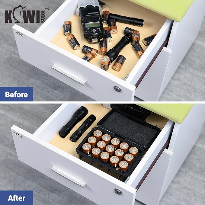 KIWIFOTOS 15 Slots C Battery Organizer Storage Case Heavy Duty IP67 Waterproof - Image 6