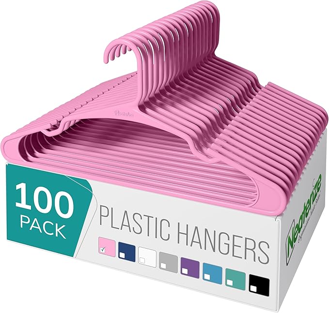 NEATERIZE Clothes Hangers Plastic 100 Pack by Neaterize