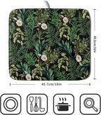 Green Botanical Dish Drying Mat 16x18 Inch Plant Leaf Fast Dry Dish Drainer - Image 2