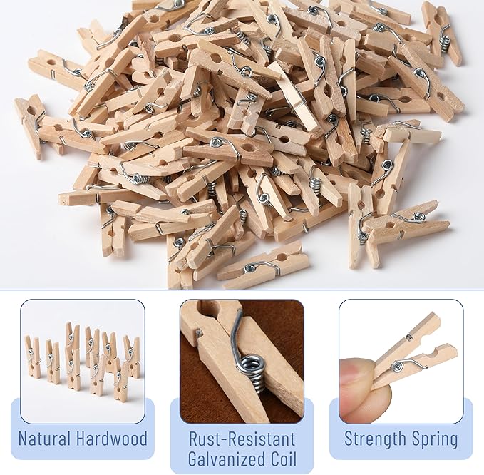 Mr. Pen- Wooden Clothes Pins for Craft, Natural Wood, 1 Inch, Mini Clothes Pins - Image 4