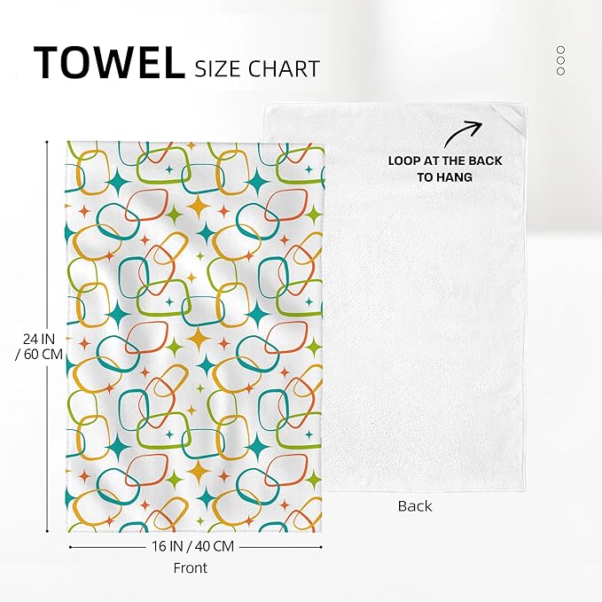 Mid Century Modern Kitchen Towels Set of 2, Absorbent Hand Towels, Retro Dish - Image 2