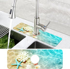 Beach Dish Drying Mat for Kitchen Sink Starfish Coral and Seashell Splash Guard - Image 4