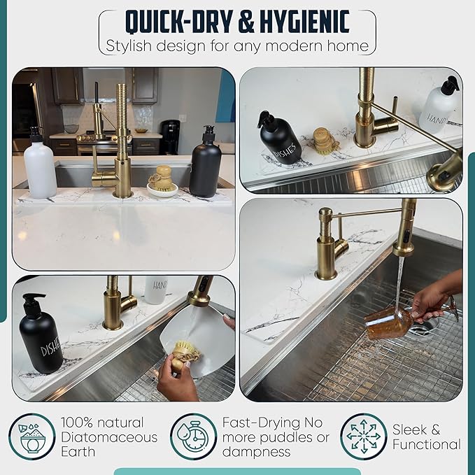 Faucet Splash Guard for Kitchen Sink – Super Absorbent Diatomite Stone Mat - Image 4