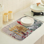 Christmas Dish Drying Mats 18x24 Inch Snow Red Bird Drying Mats Xmas Farmhouse - Image 3