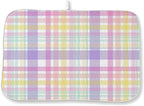 Easter Dish Drying Mat 18 x 24 Inch Spring Pink Yellow Purple Buffalo Plaid by Sorktse