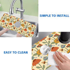 Abstract 70s Mushroom Floral Sink Faucet Absorbing Mat Sink Splash Guard Faucet - Image 5