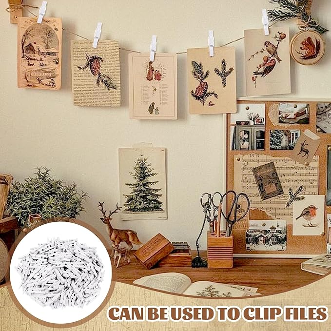 CCINEE 150 PCS White Natural Wooden Clothespins, 1 Inch Multi-Function - Image 4