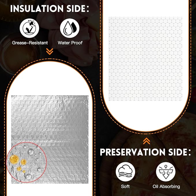 EcoDispose Pre-Cut Insulated Foil Sandwich Wrap Sheets Grease-Resistant - Image 3