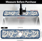 2 Pcs Kitchen Sink Splash Guard Faucet Mats Vintage Porcelain Flowers and Birds - Image 2