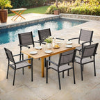Flamaker Patio Chairs Textilene Outdoor Chairs Set of 6 Stackable Dining Chair for Backyard, Deck, Poolside (Grey) - Image 2