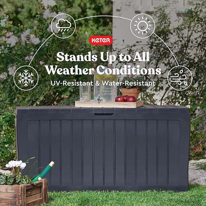 Keter Marvel Plus 71 Gallon Resin Outdoor Storage Box for Patio, Balcony & Garden – Weather‑Resistant Deck Box for Cushions, Pillows, Pool Floats & Tools, Dark Grey - Image 5
