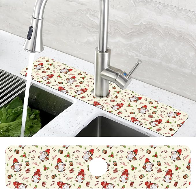 Christmas Santa Claus Kitchen Sink Splash Guard Mat Absorbent Fast Drying Mat - Image 4
