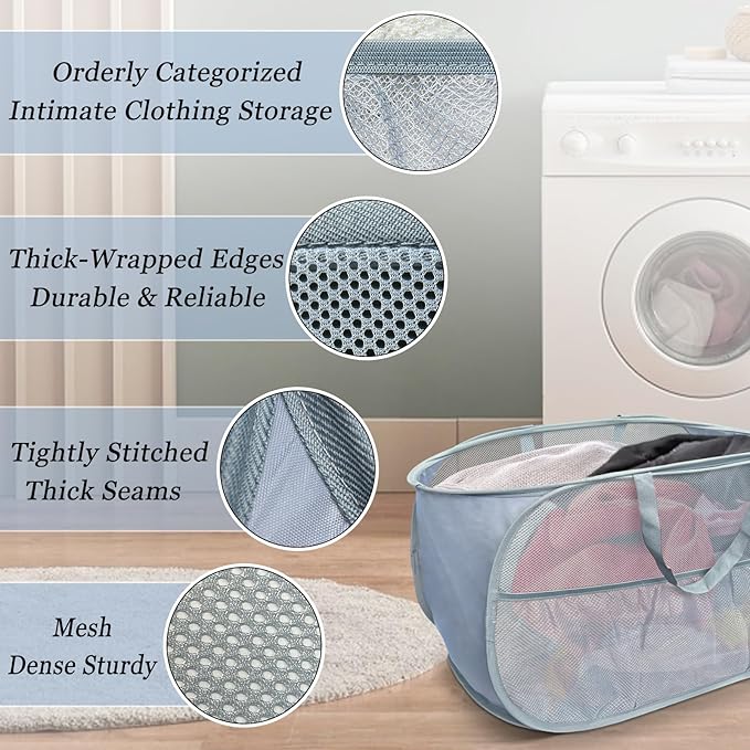 Collapsible Laundry Baskets 2 Pack, Mesh Pop Up Hamper - Image 5