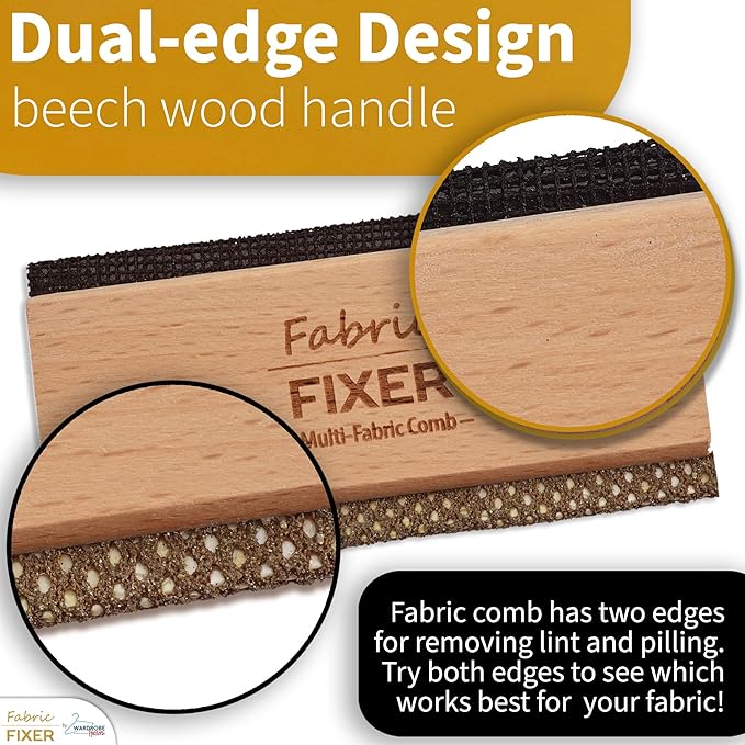 Multi-Fabric Sweater Comb with Natural Beech Wood Handle Manual Fabric Defuzzer - Image 5