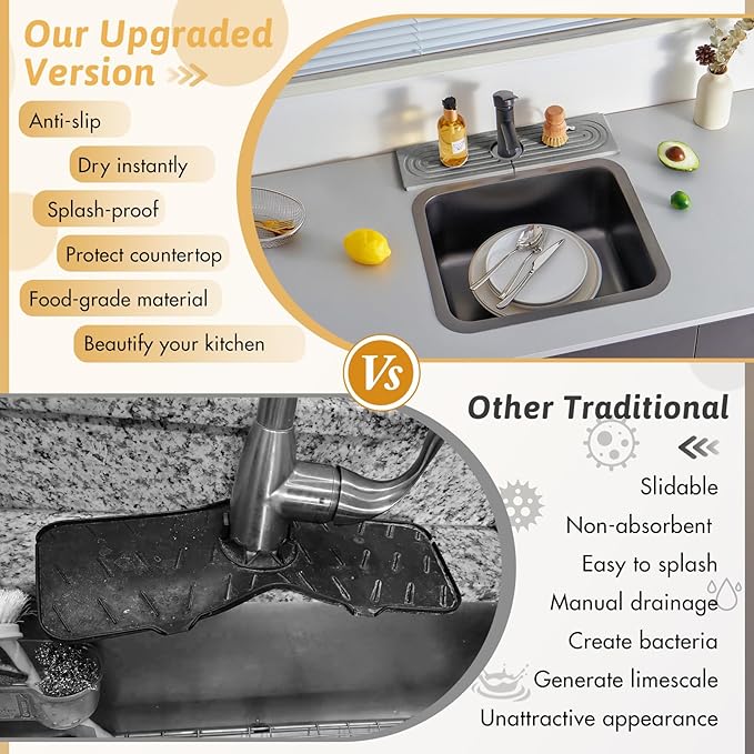 Diatomite Kitchen Sink Water Splash Guard, Modern Stylish Faucet Handle Drip - Image 7