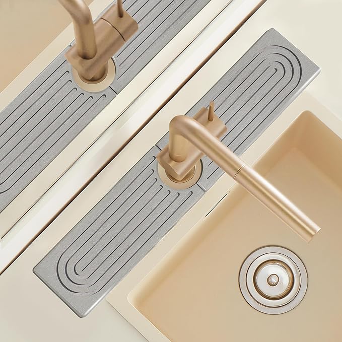 Diatomite Kitchen Sink Water Splash Guard, Modern Stylish Faucet Handle Drip by LushSpring