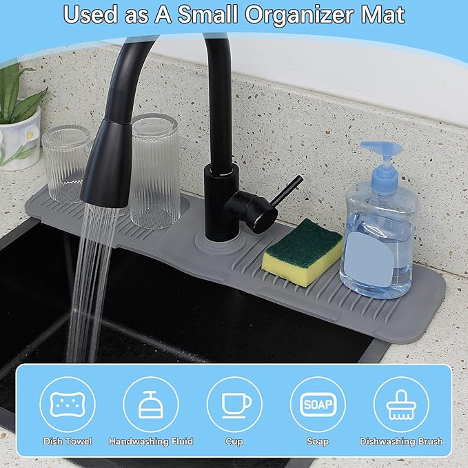5° Slope Kitchen Sink Faucet Mat, Kitchen Sink Splash Guard, Silicone Material - Image 7