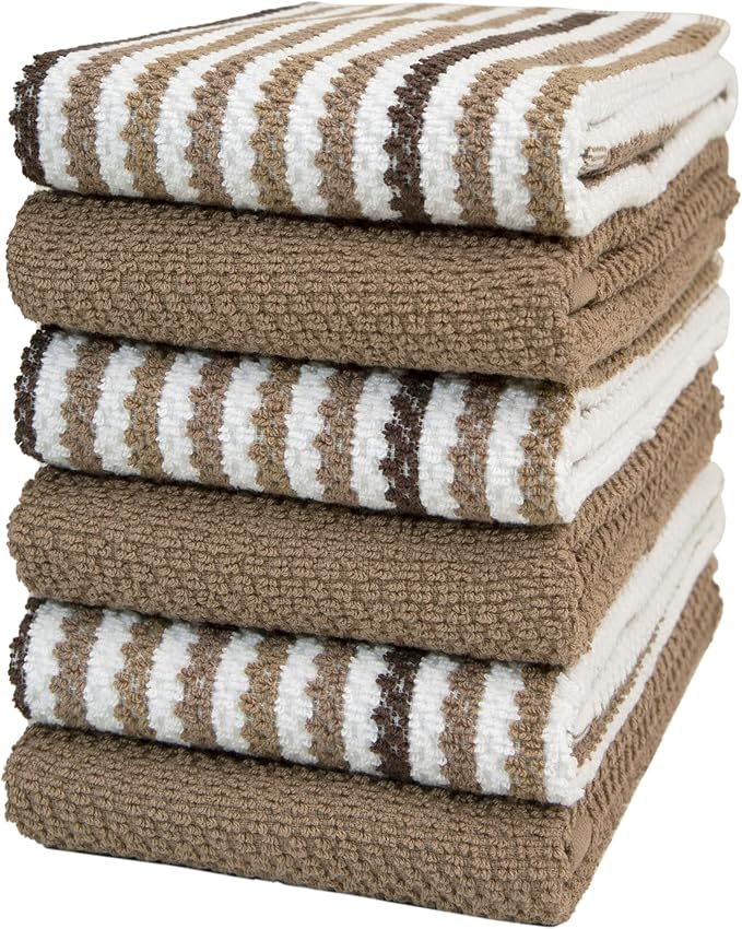 Premium Kitchen Towels | Large Cotton Kitchen Hand Towels | Popcorn Striped by BumbleTowels