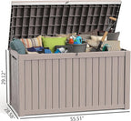 ROJIK Outdoor Storage Housing Deck Box - Waterproof Patio Furniture, Garden Tools, Cushions, Pool Accessories Storage Bench with Lockable Lid and Side Handles (Grey 200 Gal) - Image 2
