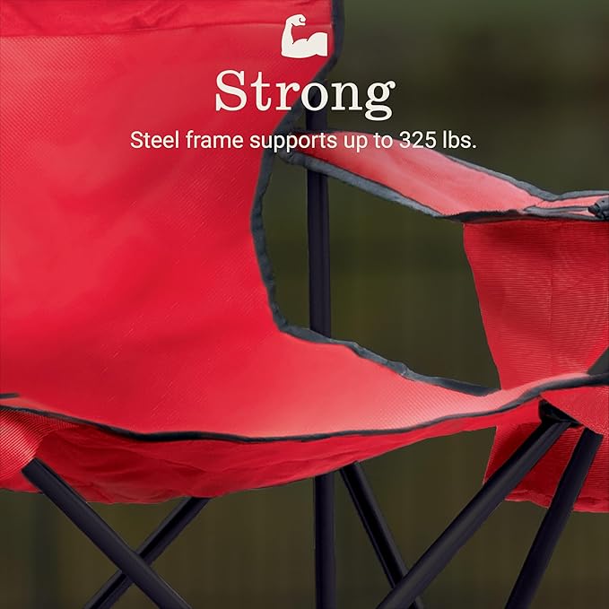 Coleman Portable Camping Chair with 4-Can Cooler, Cushioned Seat & Back with Side Pockets & Cup Holder, Carry Bag Included, Great for Camping, Tailgating, Firepits, Patio, & More - Image 5