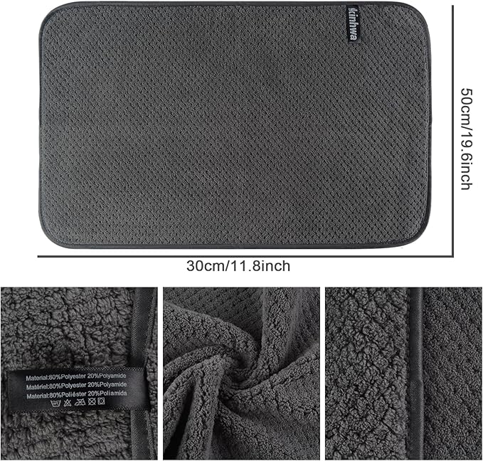 KinHwa Microfiber Hand Towels for Bathroom Soft and Absorbent Face Towels Grey - Image 2