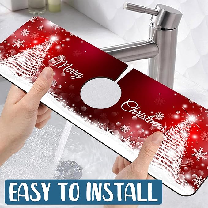 Christmas Merry Xmas Sink Faucet Absorbing Mat Santa Claus Super Absorbent Fast - Image 5