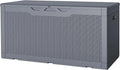 JUMMICO 100 Gallon Resin Deck Box, Waterproof Outdoor Storage Box with Lockable Lid for Garden Tools, Patio Cushions (Gray) by JUMMICO