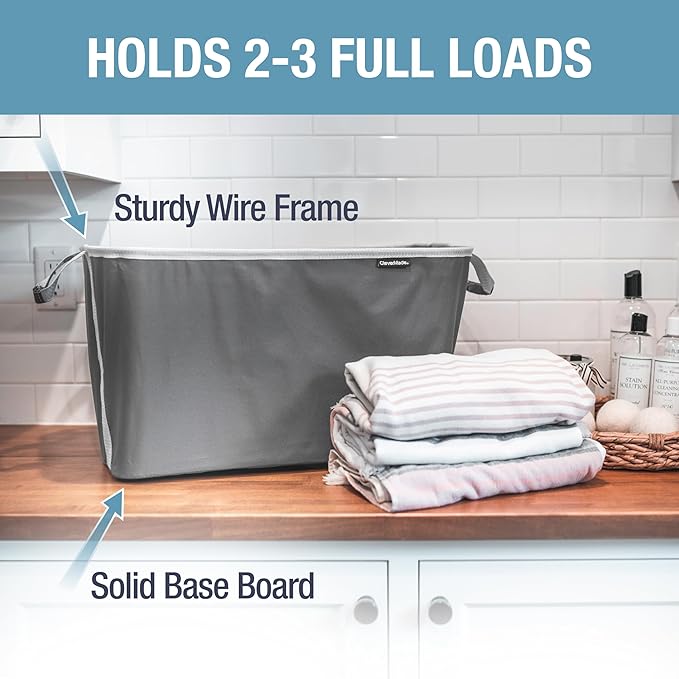 CleverMade Collapsible Laundry Basket 2 Pack – 60L Foldable Clothes Hamper - Image 2