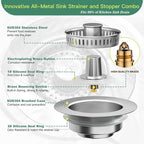 Kitchen Sink Drain Strainer 3 in 1, 304 Stainless Steel Pop Up Sink Stopper - Image 7