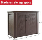 Rubbermaid Decorative Outdoor Storage Cabinet (123 Gal), Weather Resistant, Brown, Organization for Home/Backyard/Pool Chemicals/Toys/Garden Tools/Porch/Patio Cushions - Image 5