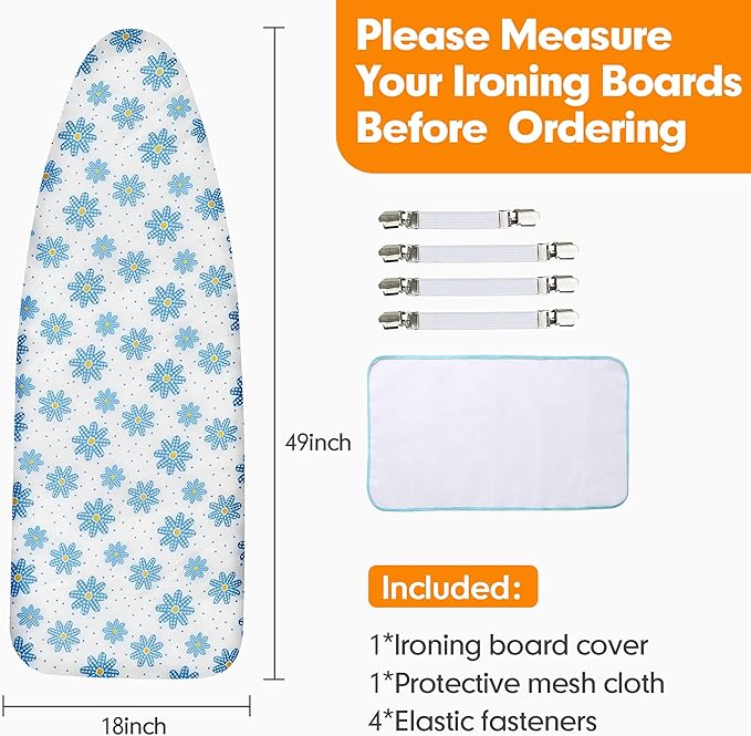 Ironing Board Cover and Pad, 21x54 Extra Large Thick Iron Padding, Scorch & - Image 6