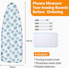 Ironing Board Cover and Pad, 21x54 Extra Large Thick Iron Padding, Scorch & - Image 6