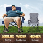 EVER ADVANCED Oversized Folding Camping Chair, for Adults Heavy Duty Lawn Chair with Side Pockets, Portable Collapsible Quad Chair for Outside, Support Up to 500lbs, Blue - Image 5