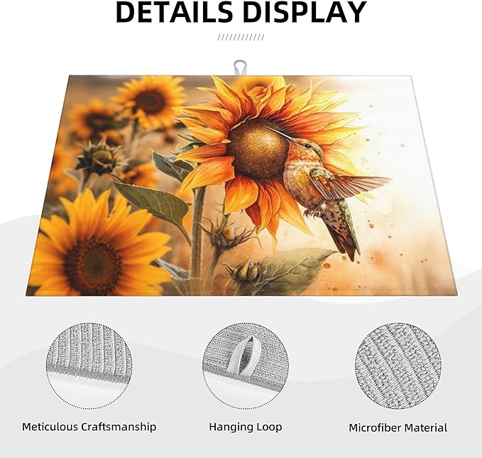 Hummingbird Sunflower Dish Drying Mats - Image 3