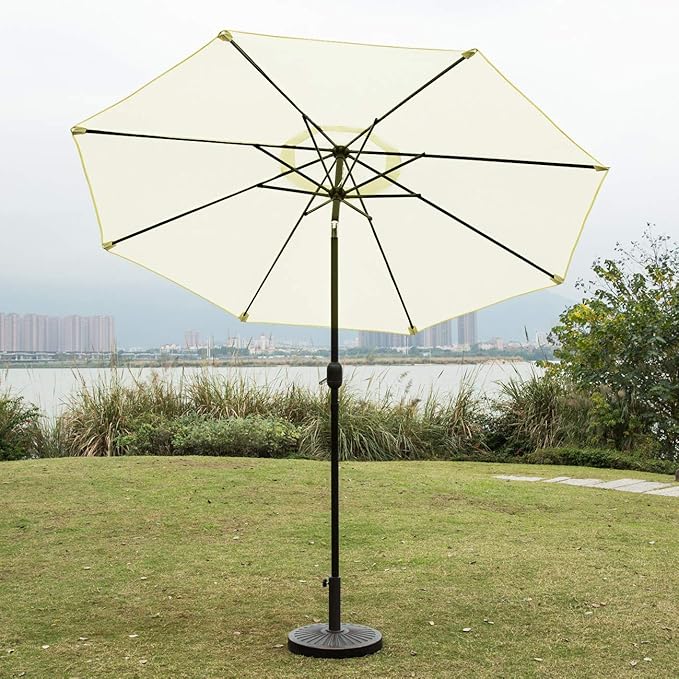 Sunnyglade 9' Patio Umbrella Outdoor Table Umbrella with 8 Sturdy Ribs (Beige) - Image 3