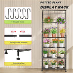 Plant Stand Indoor Outdoor Heavy Duty Metal - 68.4" Tall 4-Tier Shelf for Multiple Plants, Flowers, Rustproof Black Storage Rack for Patio, Balcony, Living Room, Garden, Includes Hooks&Adjustable Feet - Image 3