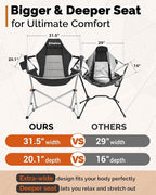 KingCamp Hammock Chair with Footrest – Heavy Duty Swinging Rocking Camping Chairs for Adults up to 400lbs, Folding Portable Oversized Rocker with Cup Holder & Pillow for Outdoor Beach Lawn RV Sports - Image 5