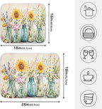 Spring Summer Floral Jars Flowers Dish Drying Mat - Image 2