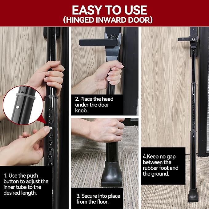 AceMining Upgraded Door Security Bar & Sliding Patio Bar, Heavy Duty Stoppers - Image 8