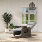 Grand patio Indoor & Outdoor Recliner Chair PE Wicker Patio Recliner with Flip Table Reclining Lounge Chair, Mist Grey - Image 4