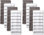 KitchenAid Albany Kitchen Towel 8-Pack Set, Charcoal Grey/White by KitchenAid