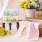 Wildflower Hand Towels Farmhouse Pink Blue Yellow Wildflower Bathroom Decor - Image 3
