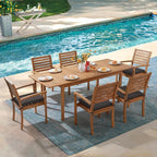 OC Orange-Casual Stackable Patio Dining Chairs Set of 6, Outdoor Acacia Wooden Chairs w/Armrest & Removeable Fabric Cushion, for Porch, Backyard, Garden, Indoor, Dark Grey - Image 5