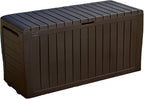 Keter Marvel Plus 71 Gallon Resin Outdoor Storage Box for Patio, Balcony & Garden – Weather‑Resistant Deck Box for Cushions, Pillows, Pool Floats & Tools, Brown by Keter
