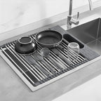 Roll Up Dish Drying Rack Over Sink, 17.5" x 15.2" Foldable SUS304 Stainless - Image 6