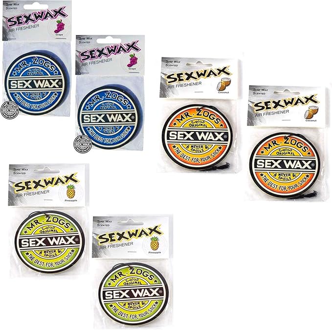 Sex Wax Mr. Zoggs AIR FRESHENER 3" Logo 6-Pack Grape/Pineapple/Coconut by Unknown