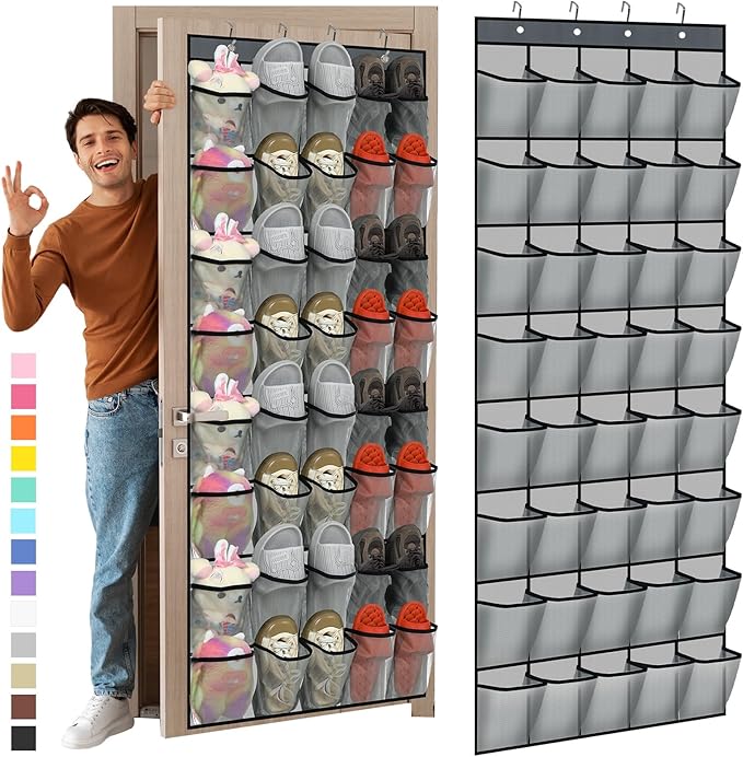 Windyun 40 Over The Door Shoe Organizer, Large Mesh Pocket Hanging Shoe Rack by Windyun