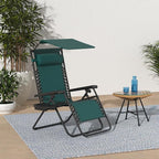 Best Choice Products Folding Zero Gravity Outdoor Recliner Patio Lounge Chair w/Adjustable Canopy Shade, Headrest, Side Accessory Tray, Textilene Mesh - Forest Green - Image 2