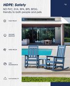KINGYES Oversized Outdoor Rocking Chair Set of 8, All-Weather Patio Rocking Chairs for Porch, HDPE Outdoor Patio Rockers with High Back & Wide Seat for Garden, Lawn, Blue - Image 7
